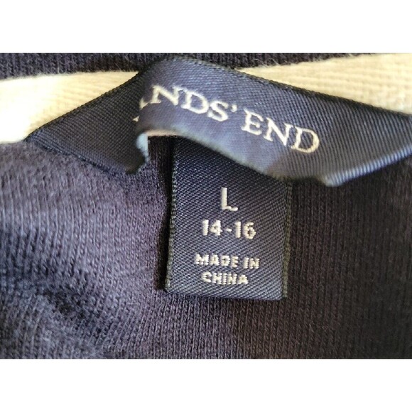 Lands' End Sweatshirt Jacket Navy L Button Front 14-16 Solid Casual Pockets - Picture 7 of 11